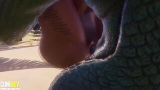 Two hot girls are getting fucked by a monster cock in 3D porn
