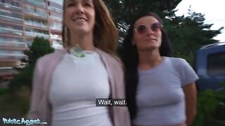 Public Agent’s lucky escapade with Alexis Crystal and Lexi Dona in a basement scene