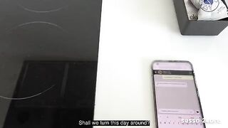 I caught an Italian 147 cm Midget in the kitchen, he ate me out