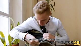 Instead of studying, a student gets fucked by his sexy tutor in this hot Tutor4K scene