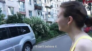 A hot sex encounter with a stunning Russian model in a unexpected outdoor setting