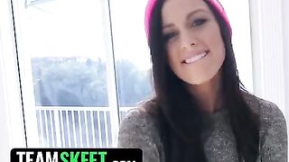 Blue-eyed brunette Whitney Westgate gets her neighbor's cock wet and takes his cum on her big tits