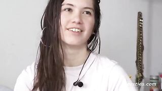 Cute woman masturbating in the bathtub, showcasing natural beauty