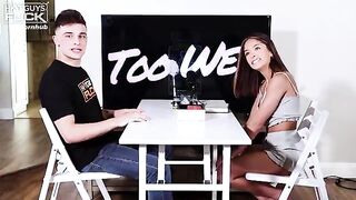 The HGF Experience Live Sex Gameshow - Petite girl gets handled by muscular man