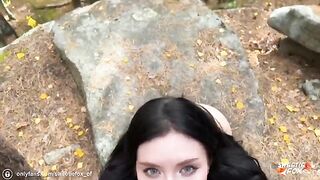 Brunette chick fucked hard and deep in the woods