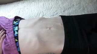 Hot belly button fetish action with sexy ladies in POV style