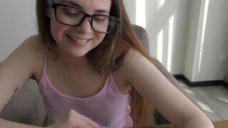 The naughty bookworm opened her tight pussy for a big cock