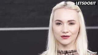 The beautiful blonde Marilyn Sugar is caressed by a huge cock in POV