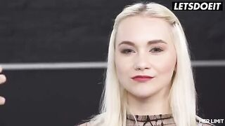 The beautiful blonde Marilyn Sugar is caressed by a huge cock in POV