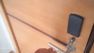 Skinny girl Evie stuck under the couch, gets fucked and cummed