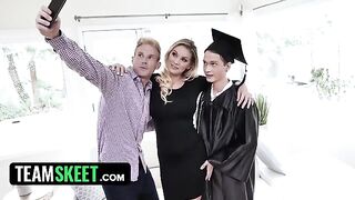 Busty stepmom rewards her stepson with sex for his graduation