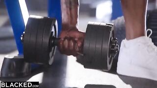 Two gym bunnies share two thick BBCs in intense action