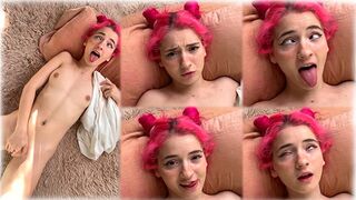 Cute teen plays with her pretty pink pussy in a sensual solo session