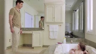 Rebel Lynn gets her tight pussy pounded in the bathtub by a huge dick