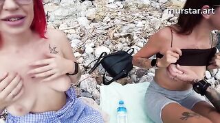 A couple of stupid whores got fucked on the beach by bloggers