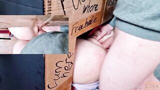A woman fucked three times in the Glory Hole