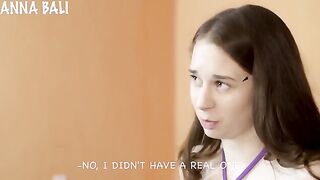 A cute girl had sex with her stepdad for the first time, and her friend watched
