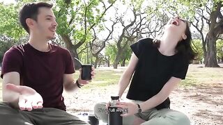 A couple has a sexual adventure in the park and almost gets caught