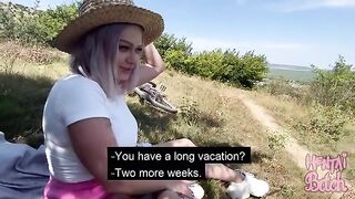 A babe is having fun with a stranger in the park, it was pretty good