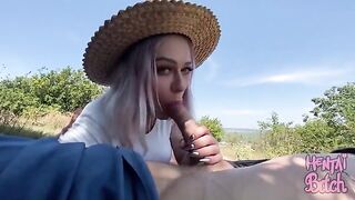A babe is having fun with a stranger in the park, it was pretty good