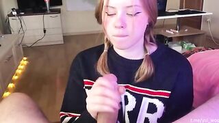 The student gently sucks cock and receives a lot of sperm