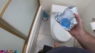 A curvy woman helps her stepson get a sperm sample using her ass and boobs