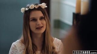 A girl is getting naughty with her girlfriend on her wedding day