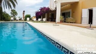Little Caprice made a stunning underwater blowjob for a foreigner in an exclusive scene