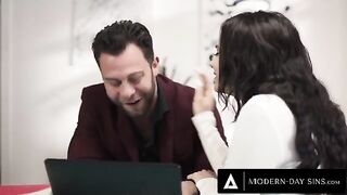Violet Starr continues getting fucked hard by client even as his wife arrives