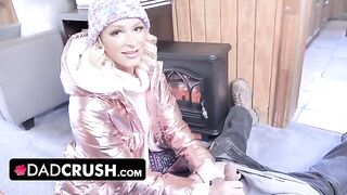 Blonde stepdaughter Emma Hix gets her pervert stepdad’s cock sucked