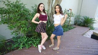 Two stepdaughters Aliya Brynn and Jackie Rogen share a messy threesome with their stepdad