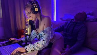 A hot stepmom fucks her stepson after he catches her playing video games