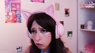 Gamer girl fucks while playing Overwatch with Dva cosplay