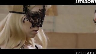 Luxury blonde Misha Cross gets fucked by two cocks intensely