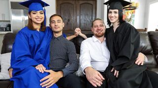 Dads fucked their step-daughters hard for graduation