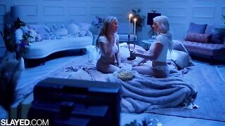 Bestial lesbian sex of voluptuous beauties Skye and Blake