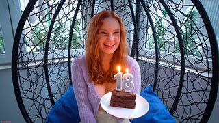 A cute skinny girl was fucked on her 18th birthday by a real guy