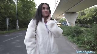 Petite teen nearly gets run over by a taxi, has wild sex instead