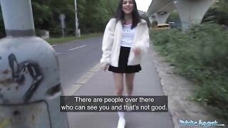 Petite teen nearly gets run over by a taxi, has wild sex instead