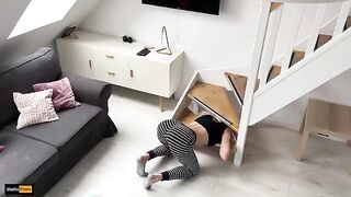She got stuck again and her stepbrother took the chance to fuck her hard