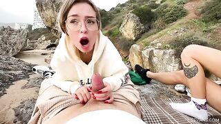 Two young girls enjoy passionate sex on the beach with guys in a steamy encounter