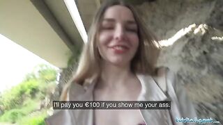 A long-haired Ukrainian beauty got talked into outdoor sex for money
