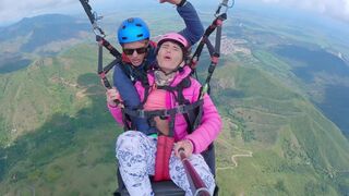 Squirt orgasm while paragliding at 2200 m above the sea with a stranger