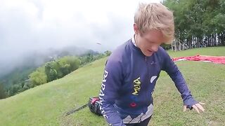Squirt orgasm while paragliding at 2200 m above the sea with a stranger