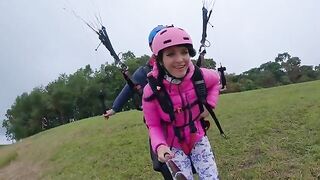 Squirt orgasm while paragliding at 2200 m above the sea with a stranger