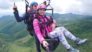 Squirt orgasm while paragliding at 2200 m above the sea with a stranger