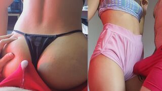 Guy cum through underwear during a sexy lapdance