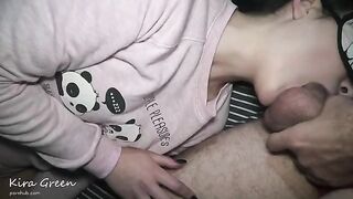 Couples threesome with double blowjob and cum on face
