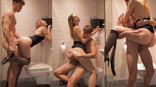 Mini dress and stockings drive me crazy with step-sister in the bathroom