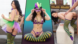 Petite Asian teen Lulu Chu gets fucked hard on Mardi Gras in POV